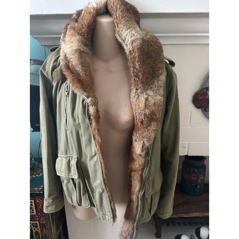 VINTAGE JAPANESE ARMY UTILITY JACKET FUR & SHEARLING LINED, HOODED S